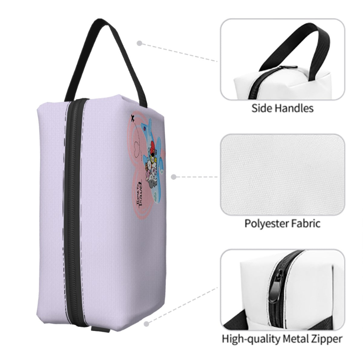 BTS-Inspired Travel Toiletry Bag – BT21, Mikrokosmos & Bangtan Designs