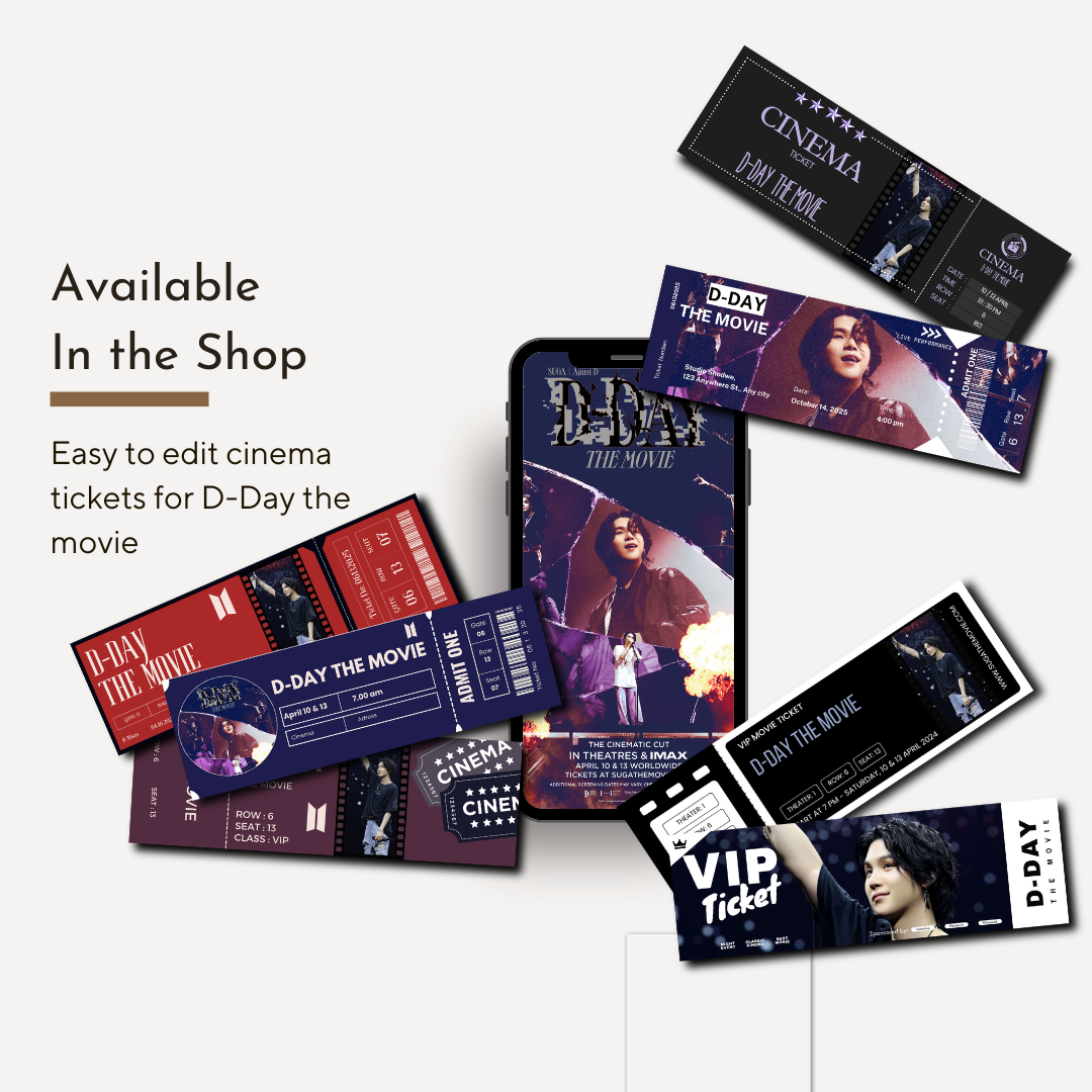 BTS D-DAY the movie Cinema Tickets | 7 designs | Edit, download and Print