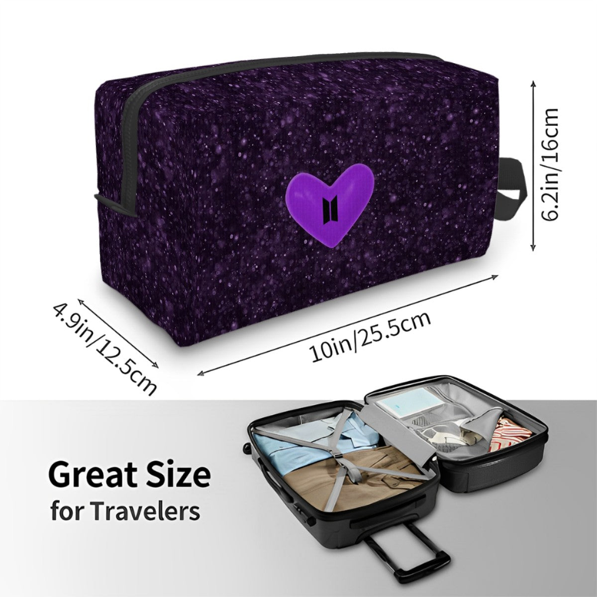 BTS-Inspired Travel Toiletry Bag – BT21, Mikrokosmos & Bangtan Designs