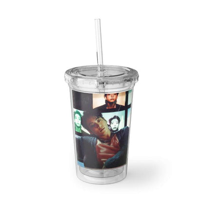 frontside acryl plastic tumbler with design JK documentary i am still with a white solid background