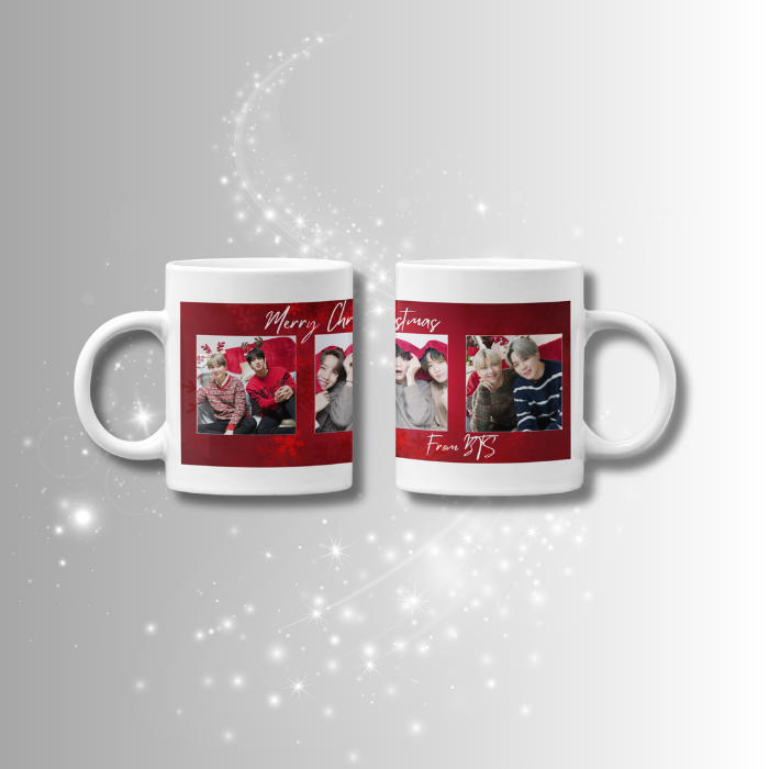 White christmas mug with Kpop BTS