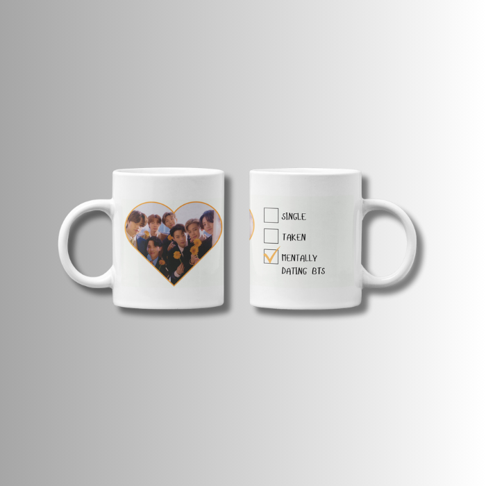 Mock-up white mug dating kpop group BTS