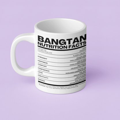 Bangtan Nutrition Facts Mug.