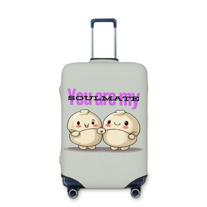 Travel suitcase with dumpling friends cover in livingroom