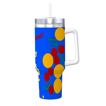 Happy Jin Travel Coffee Mug with Handle and Straw.