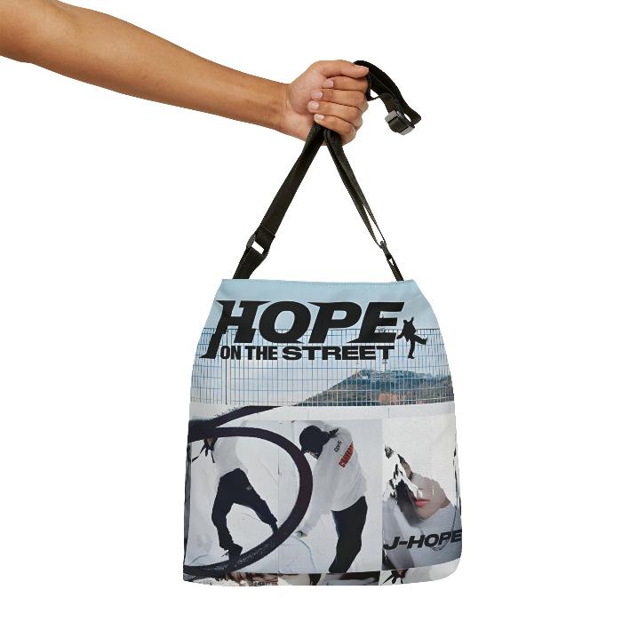 woman holding hope on the street totebag inspired by J-Hope of BTS latest album