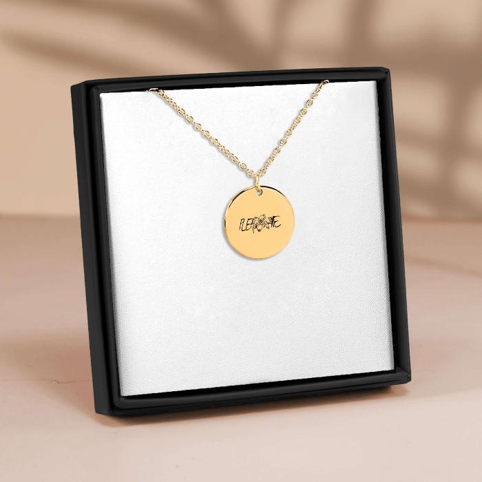 Golden Coin necklace tatoo birthflower jung kook of bts in gift box