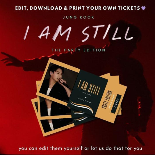 Promo image of custom printable JK party edition cinema tickets