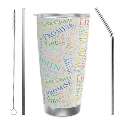 Jimin Discography Travel Mug – Elegance in Every Sip.