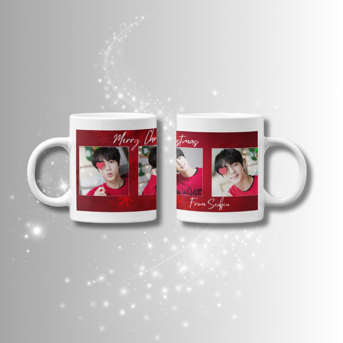 Mock-up Christmas mug with bts member Jin-WWH