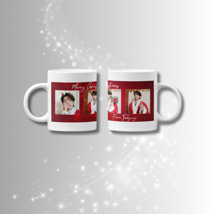 Mock-up Christmas mug with bts member Taehyung - V