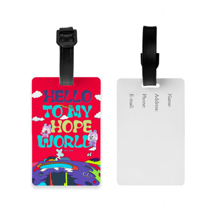 Coloured luggage tag design Hope world J-Hope of BTS with plain background