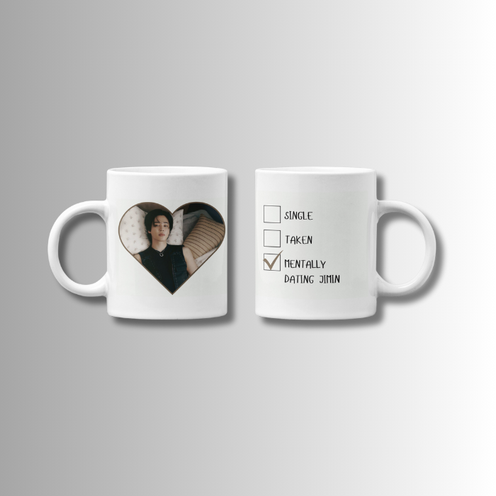 Mock-up white mug dating Park Jimin