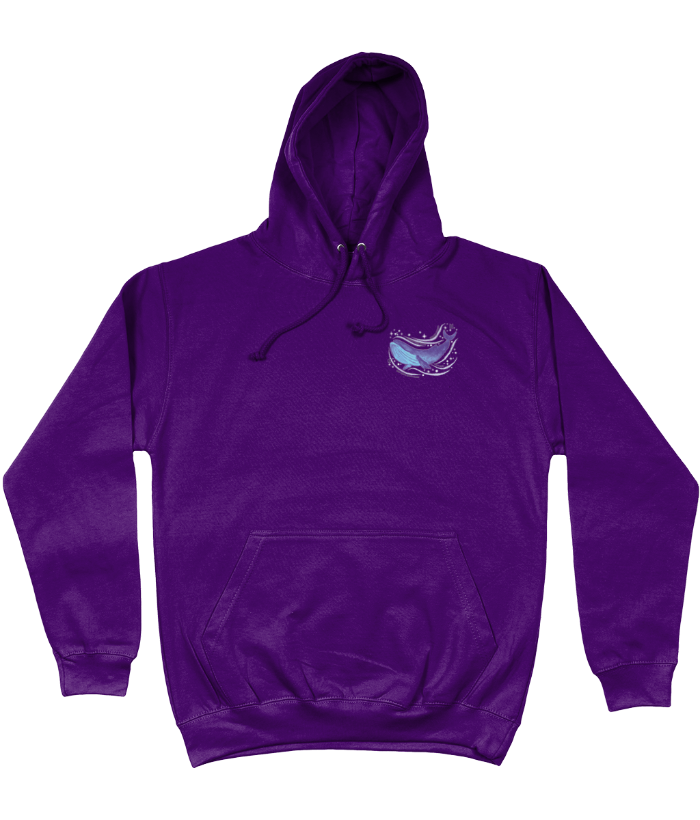 Comfortable BTS hoodie with Whalien graphic, available in purple and white