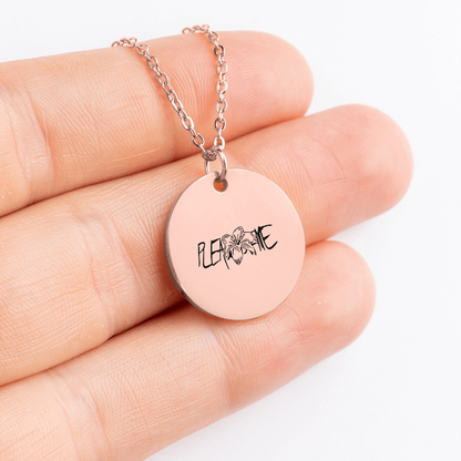 Please Love ME JK Birthflower - Coin Necklace.