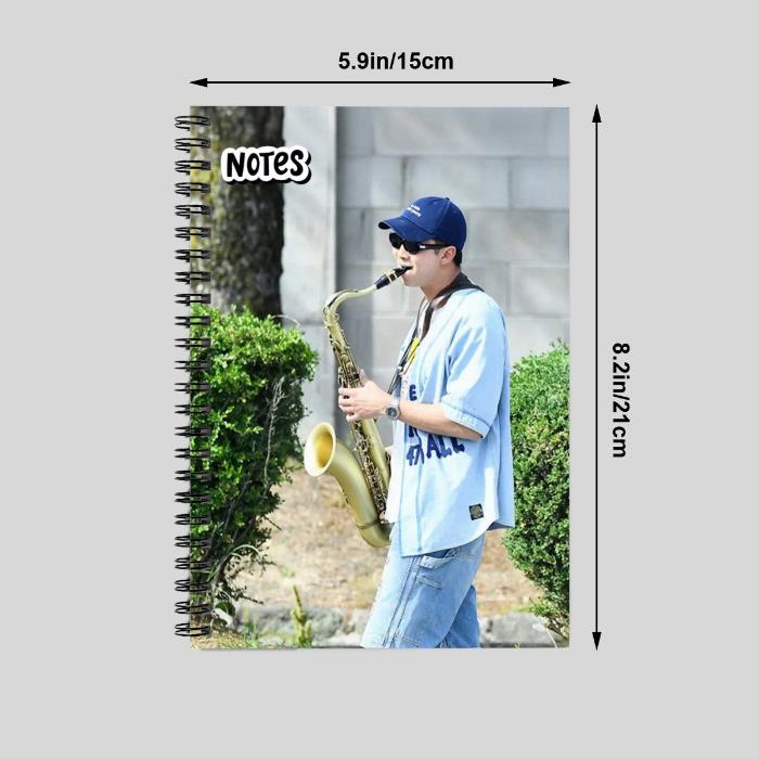 Notebook with Namjoon RM of BTS and sizes with plain background