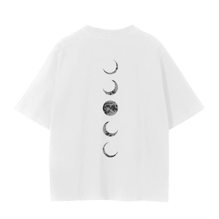 Mock-up of white t-shirt with Jimin tatoo moon phases on the back