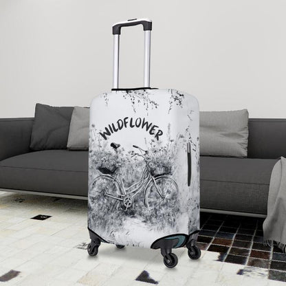 Travel suitcase with design Birhflower of Kim Namjoon of BTS suitcase cover in livingroom