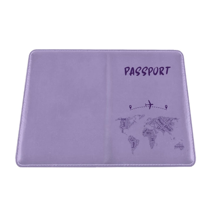 Airplane: Map of Bangtan Travels purple Passport Holder