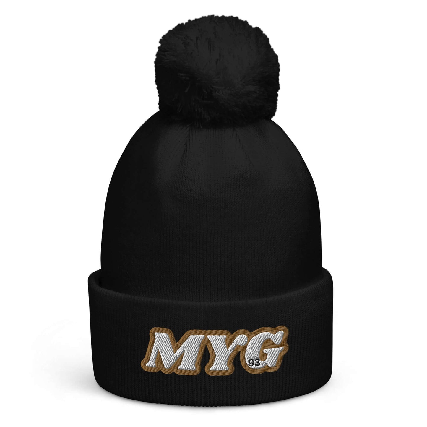 Beanie BTS Kpop - Black Suga Pom Pom Beanie with MYG Initials, Soft-Touch Acrylic, Cool Vibes Only Style.