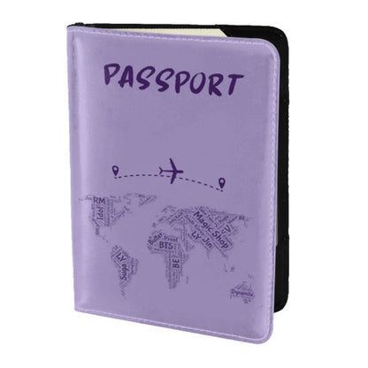 Purple passport holder Airplane: Map of Bangtan Travels frontside